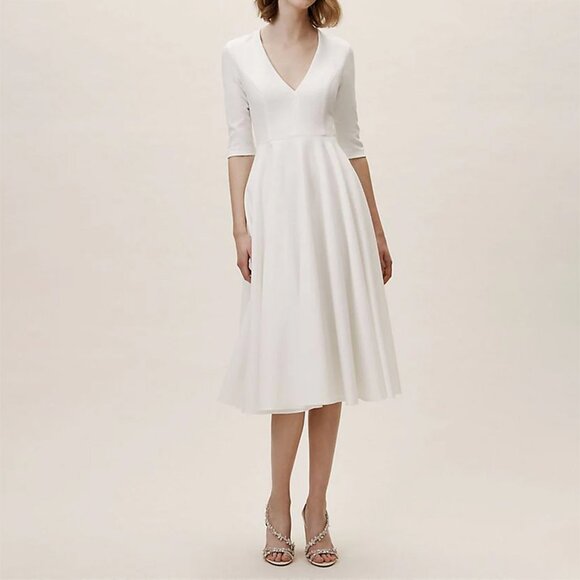 BHLDN Tea-Length White Valdis Dress, size 10 - Picture 1 of 10